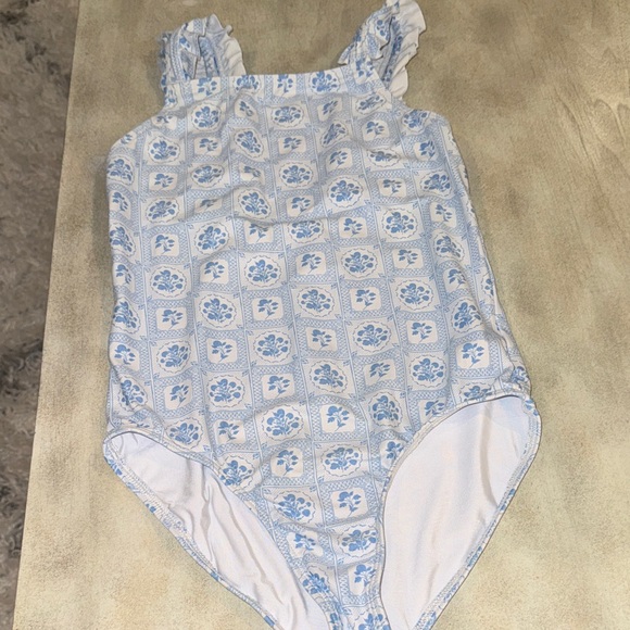 Blue Floral Kids Swim One Piece - Picture 1 of 3